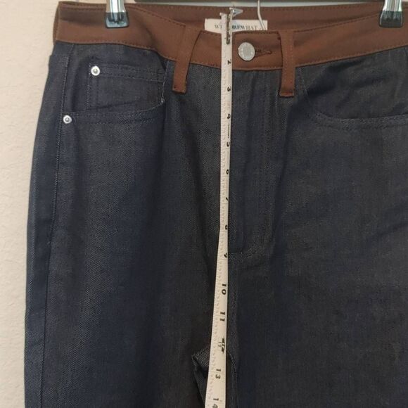 WeWoreWhat Jeans Womens Size 26 Dark Wash Straight High Rise Blue Brown - Picture 11 of 12